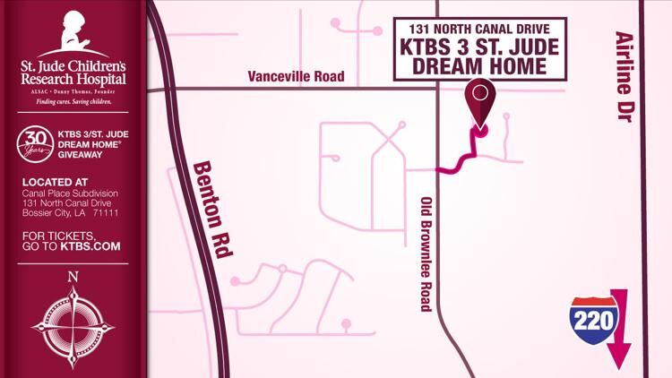 KTBS 3 St. Jude Dream Home map